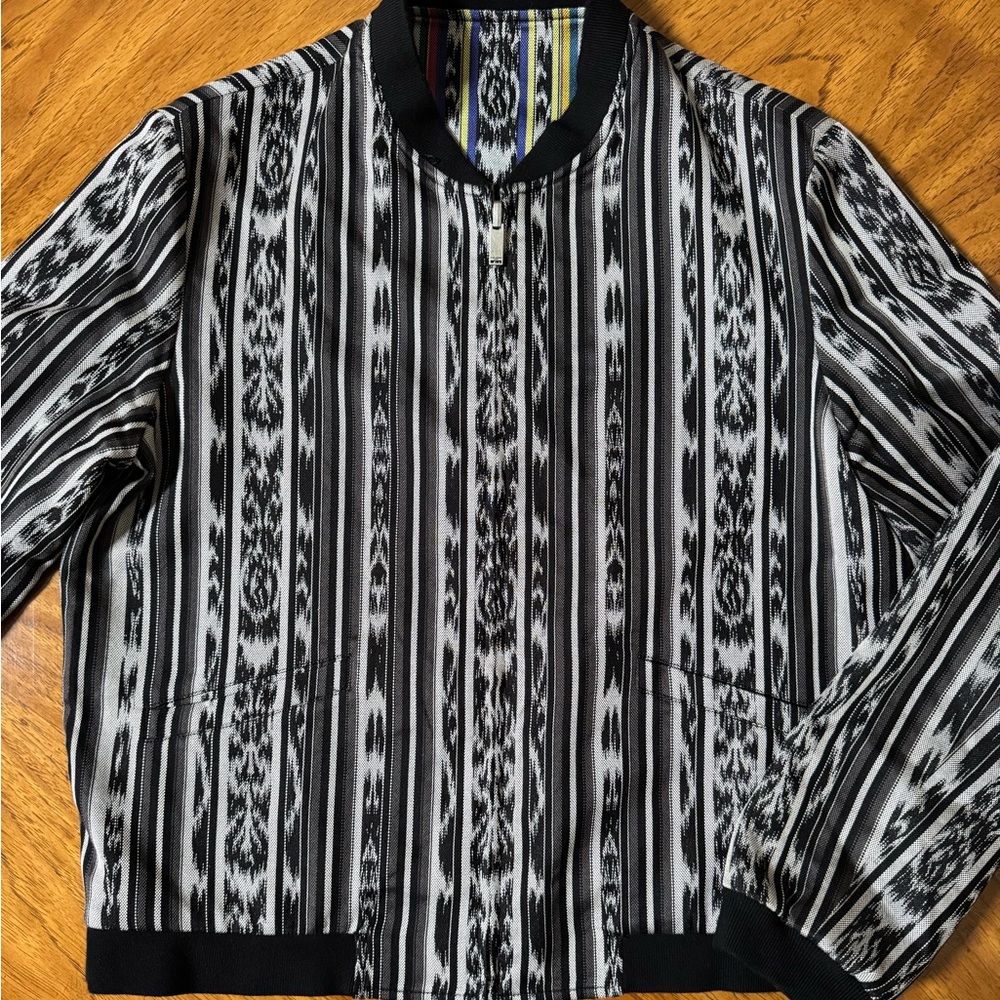 SAINT LAURENT Spring 2018 Reversible Ikat Jacquard Bomber Jacket Size 54 FR/L US